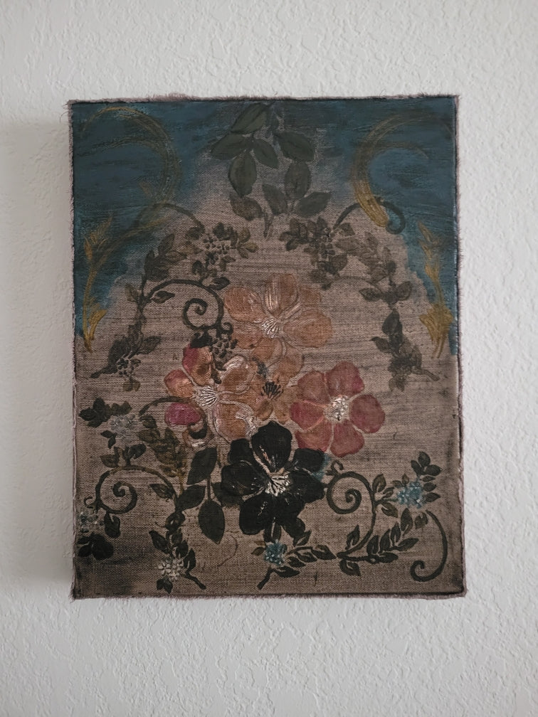 Vintage Tapestry Inspired Painting on Canvas