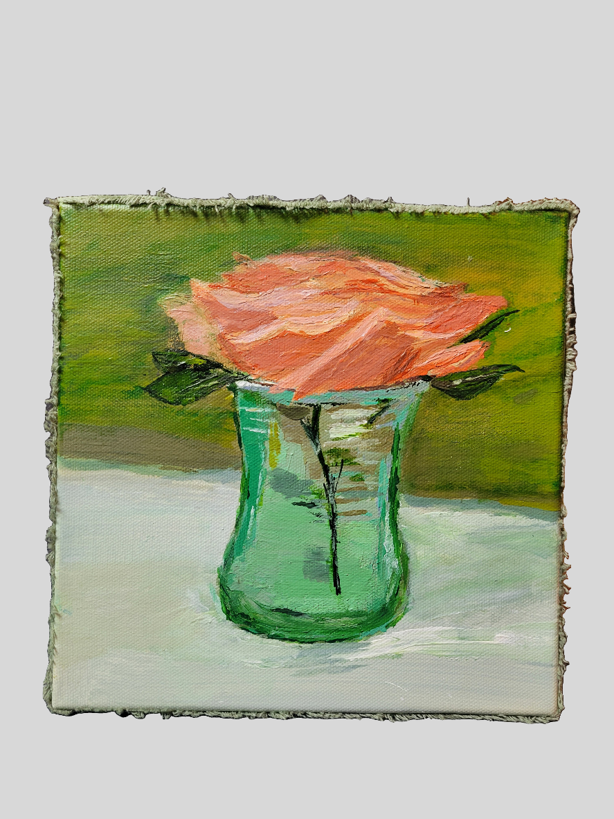 Velvet wrapped hand painted canvas.