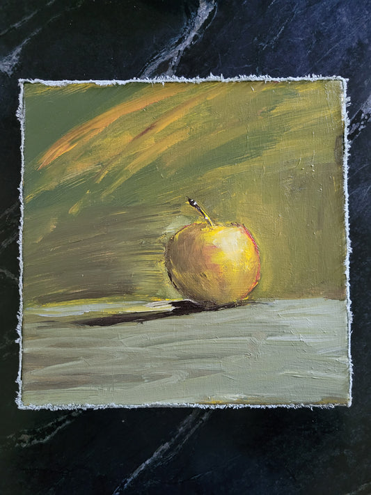 Original canvas painting wrapped in raw edged velvet.